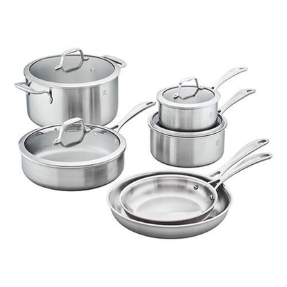 SPIRIT 10PC 3-PLY STAINLESS STEEL COOKWARE SET