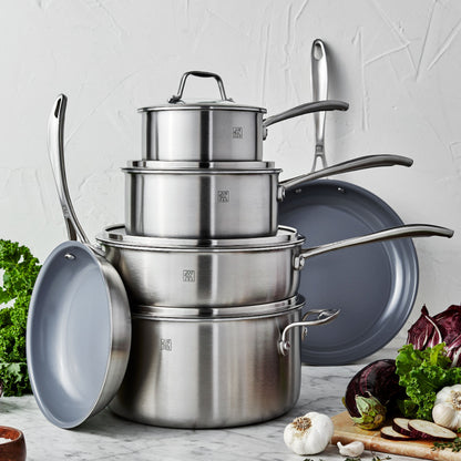 SPIRIT 10 PC 3-PLY STAINLESS STEEL COOKWARE SET
